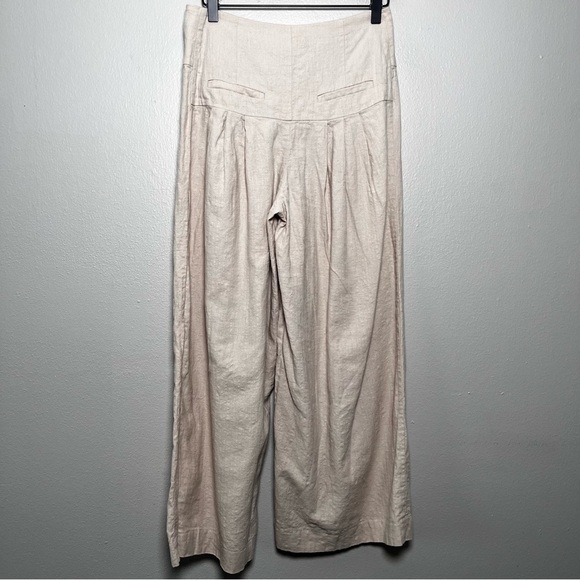 Cartonnier Anthropologie Women Linen Pants 27" Tan Wide Leg Trousers Business‎ - Picture 5 of 9